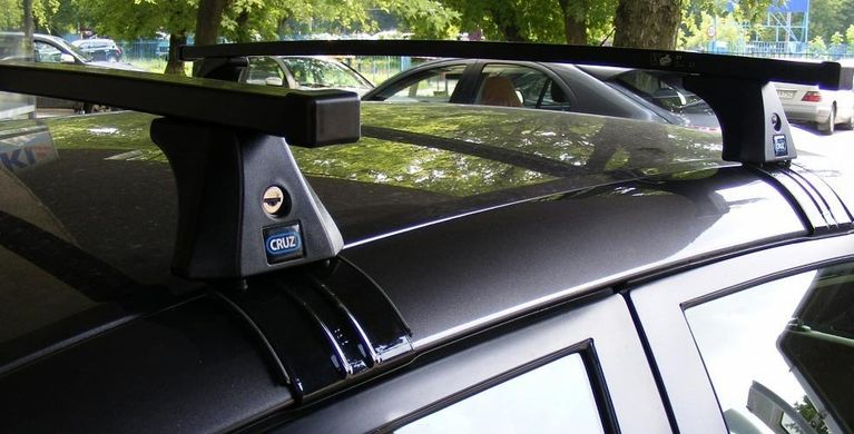 Поперечины Fiat Punto 5 дверей 2012- на гладкую крышу, Черный, Квадратная