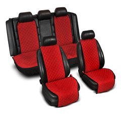 Комплект накидок на передние и задние сидения Standart красные из алькантары (с ушками)
