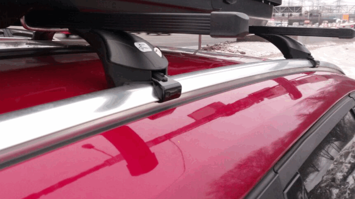 Поперечки VOLKSWAGEN Polo Cross, Hatchback 2014- Amos Boss STL на рейлінги 1,07м, Черный, Квадратна