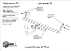 Фаркоп Hyundai Elantra VI (AD) (седан) 2015-2018- съемный на болтах Poligon-auto, Серебристий
