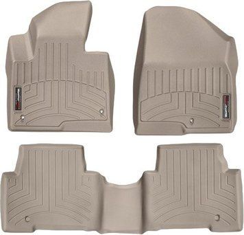 Коврики Weathertech Beige для Hyundai Santa Fe (mkIII)(1-2 row) 2013-2018 (WT 454401-454402)
