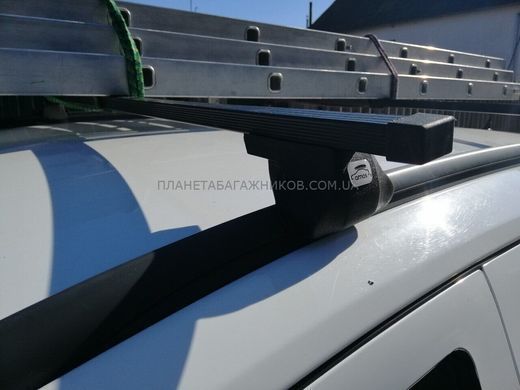 Поперечины MERCEDES BENZ Vito MPV 2004-2014 Amos Alfa STL на рейлинги 1,6м, Черный, Квадратная