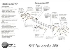 Фаркоп Fiat Tipo (хетчбек) 2016 - съемный на болтах Poligon-auto, Серебристий